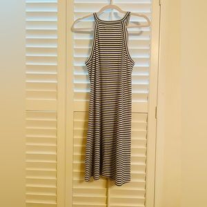 Madewell Ivory And Blue Striped Halter Neck Fit And Flare Mini Dress Size S